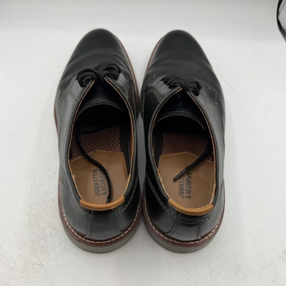 Johnston & Murphy Upton Derby Shoes Mens Sz 12 M Black Leather Plain Toe Oxfords